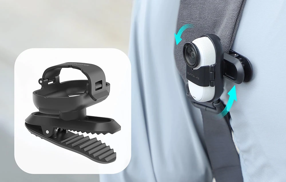 Sunnylife 360° pasukamas kuprinės segtukas G3S-J896, skirtas Insta360 GO 3S/GO 3 aprašymas - Prekės nuotrauka