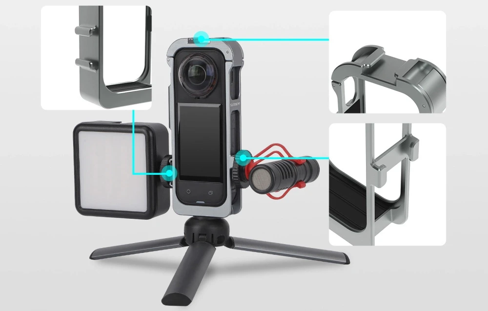Sunnylife metal magnetic frame with silicone lens cover for Insta360 X5 aprašymas - Prekės nuotrauka