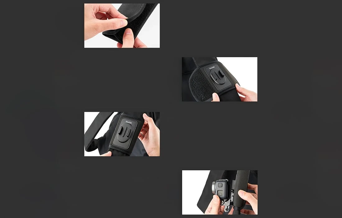 Telesin Strap laikiklis kuprinės J-Hook laikiklis sporto kameroms 360° (GP-BPM-003) aprašymas - Prekės nuotrauka