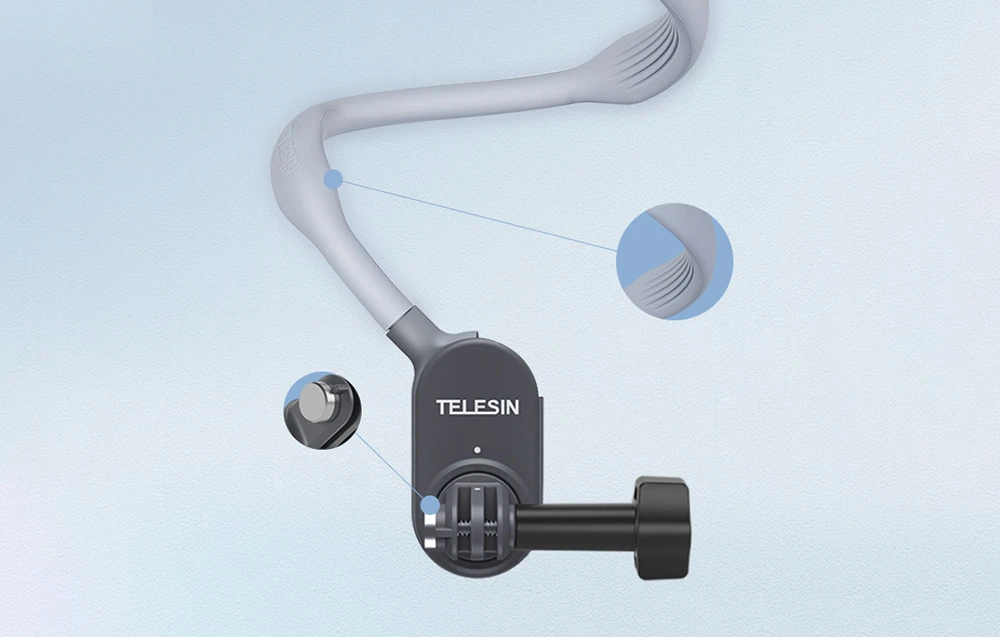 Telesin neckband with mount for sports cameras / phones TE-HNB-001 aprašymas - Prekės nuotrauka Telesin neckband with mount for sports cameras / phones TE-HNB-001 aprašymas - Prekės nuotrauka