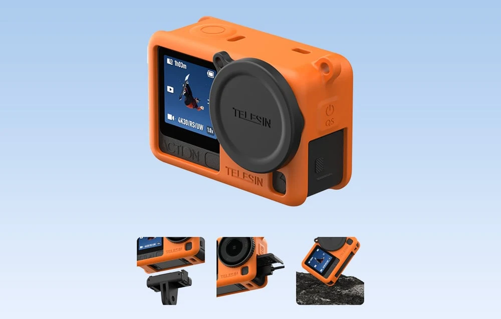 Telesin Silicone Protective Case for DJI Osmo Action 6 Oranžinis aprašymas - Prekės nuotrauka
