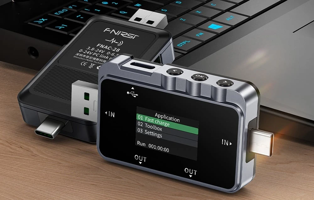 USB testeris 2in1 FNIRSI FNAC-28 USB-C USB-A aprašymas - Prekės nuotrauka USB testeris 2in1 FNIRSI FNAC-28 USB-C USB-A aprašymas - Prekės nuotrauka