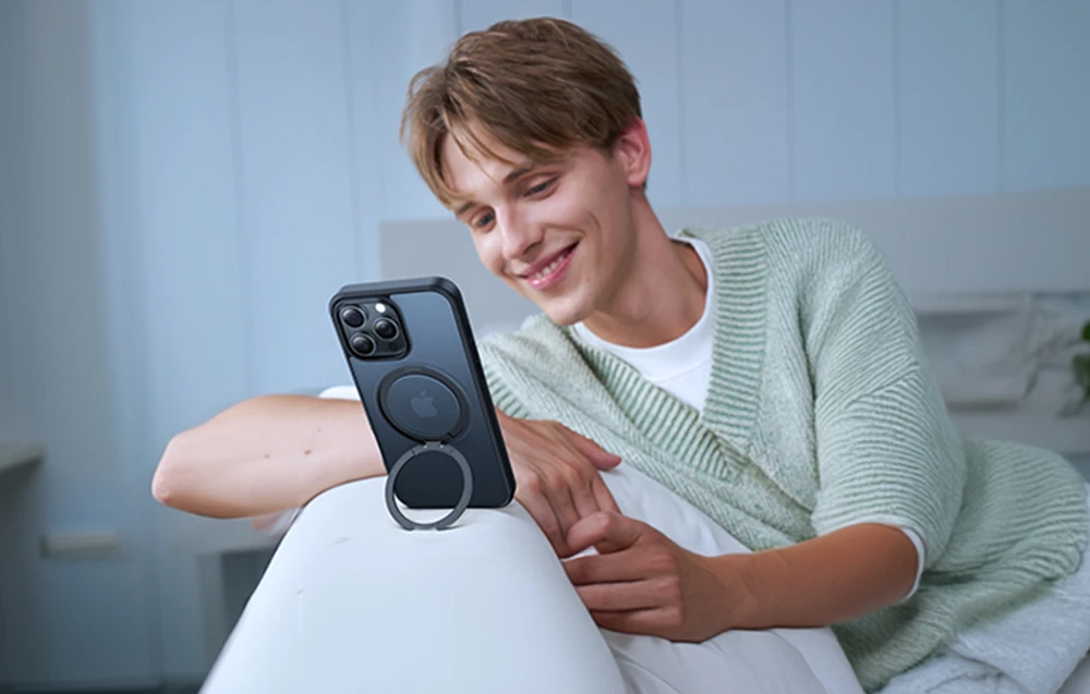 Torras Ostand Pro dėklas, skirtas iPhone 16 Pro (mėlynas) aprašymas - Prekės nuotrauka Torras Ostand Pro dėklas, skirtas iPhone 16 Pro (mėlynas) aprašymas - Prekės nuotrauka