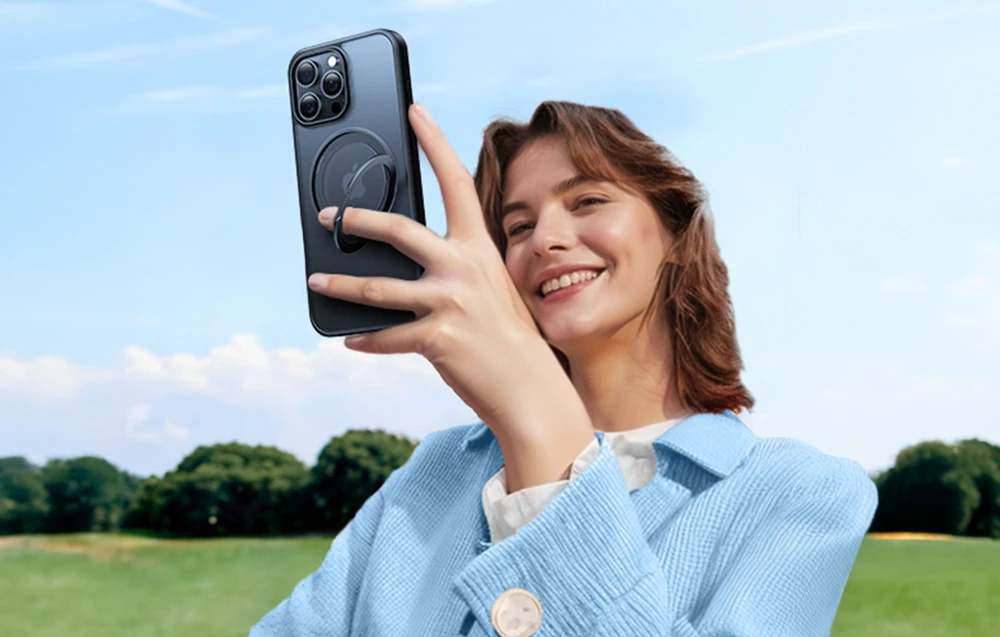 Torras Ostand Pro dėklas, skirtas iPhone 16 ProMax (juodas aprašymas - Prekės nuotrauka Torras Ostand Pro dėklas, skirtas iPhone 16 ProMax (juodas aprašymas - Prekės nuotrauka