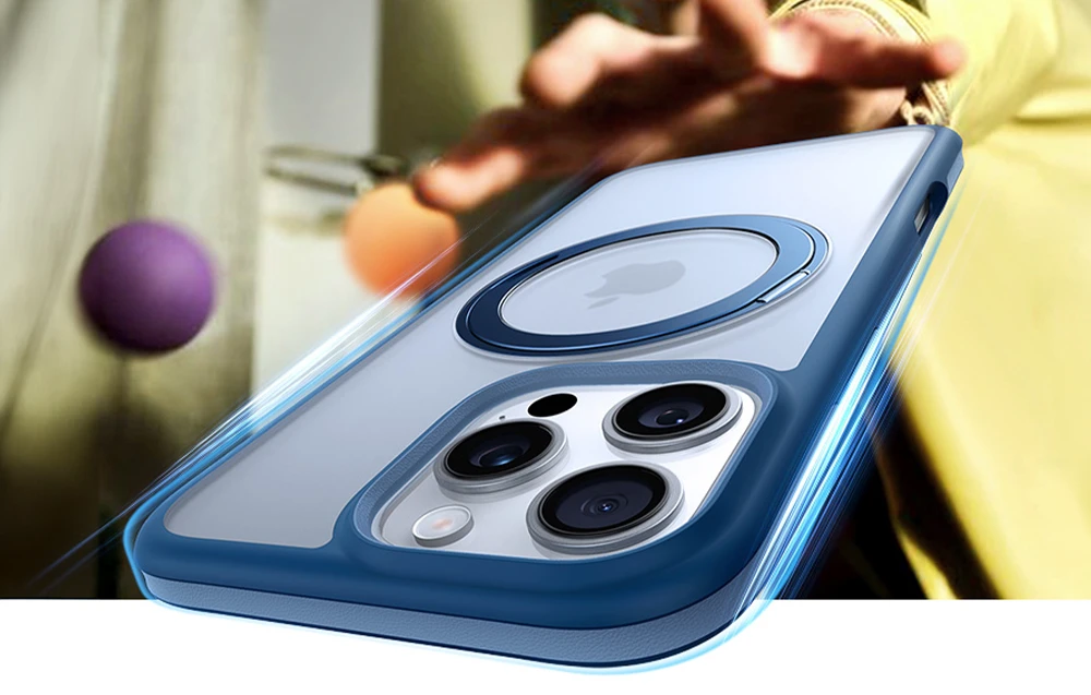 Torras Ostand R Fusion Series dėklas, skirtas iPhone 16 Pro (mėlynas) aprašymas - Prekės nuotrauka Torras Ostand R Fusion Series dėklas, skirtas iPhone 16 Pro (mėlynas) aprašymas - Prekės nuotrauka