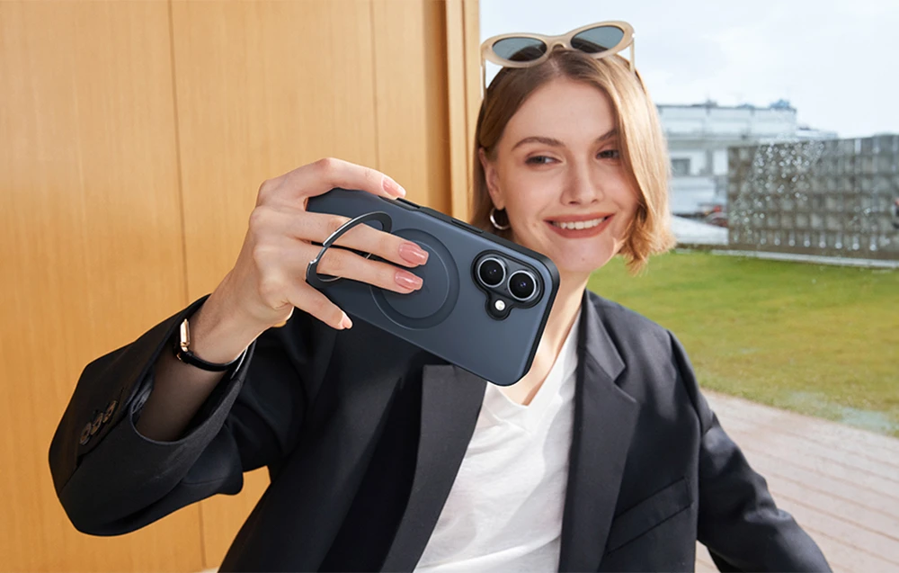 Dėklas Torras Ostand Spin dla iPhone 16 Plus (Juoda) aprašymas - Prekės nuotrauka
