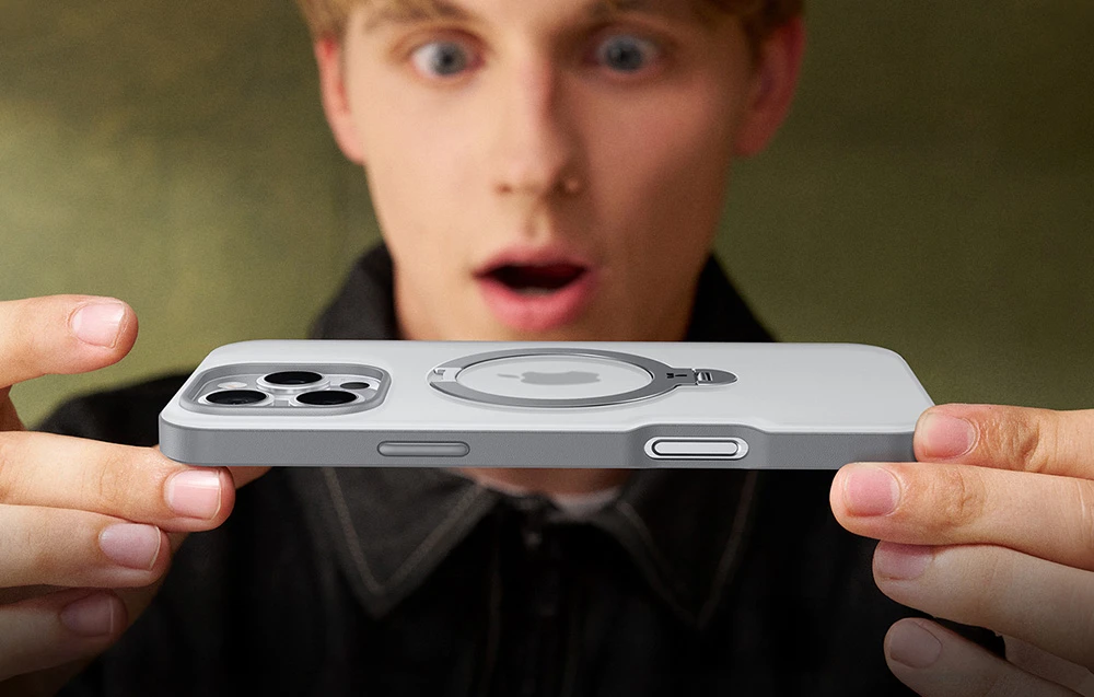 „Torras Ostand Spin“ dėklas, skirtas „iPhone 16 Pro Max“ (pilkas) aprašymas - Prekės nuotrauka „Torras Ostand Spin“ dėklas, skirtas „iPhone 16 Pro Max“ (pilkas) aprašymas - Prekės nuotrauka