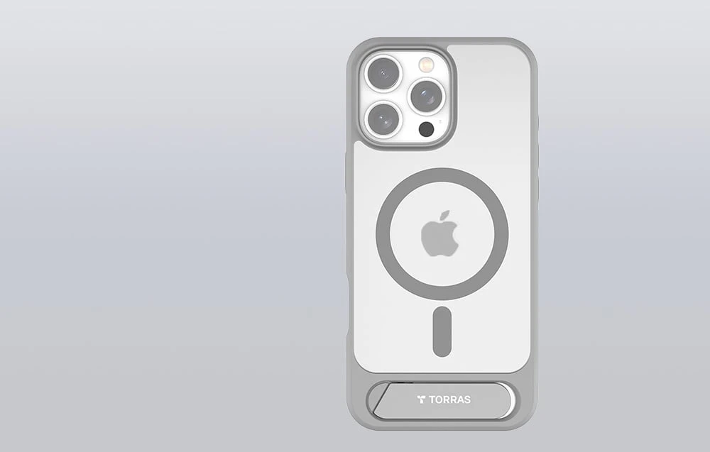 Torras Pstand serijos dėklas, skirtas iPhone 16 Pro Max (pilka) aprašymas - Prekės nuotrauka