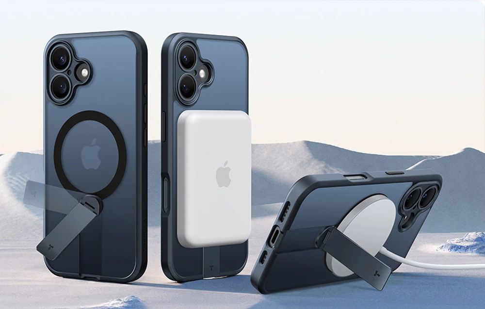 Dėklas Torras Pstand Spin Case, skirtas iPhone 16 (juodas) aprašymas - Prekės nuotrauka