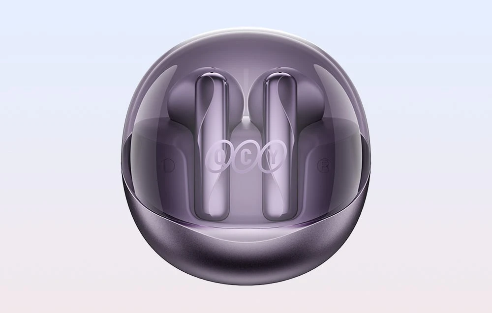 Ausinės QCY AilyBuds Clear T32 Violetinė aprašymas - Prekės nuotrauka