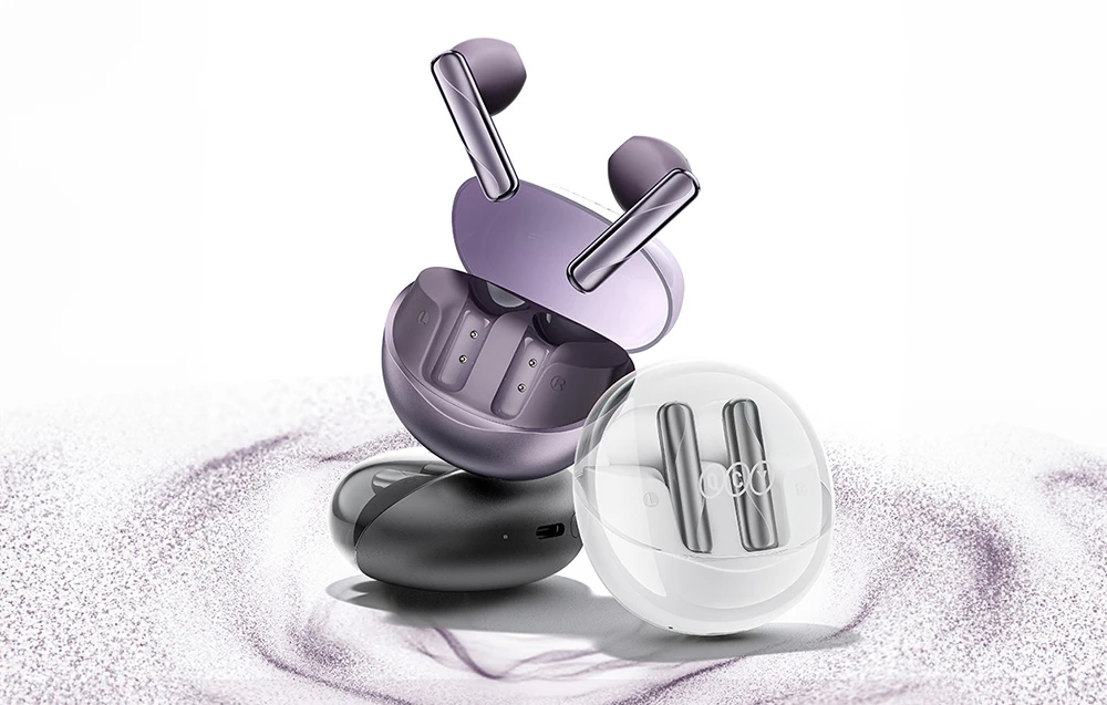 Ausinės QCY AilyBuds Clear T32 Violetinė aprašymas - Prekės nuotrauka