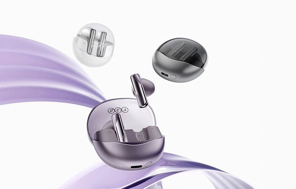 Ausinės QCY AilyBuds Clear T32 Violetinė aprašymas - Prekės nuotrauka