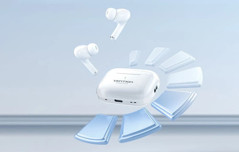 Vention Echo Lite E11 Ausinės True Belaidės Stereo (TWS) Open-ear Calls/Music USB Type-C Bluetooth Baltas aprašymas - Prekės nuotrauka