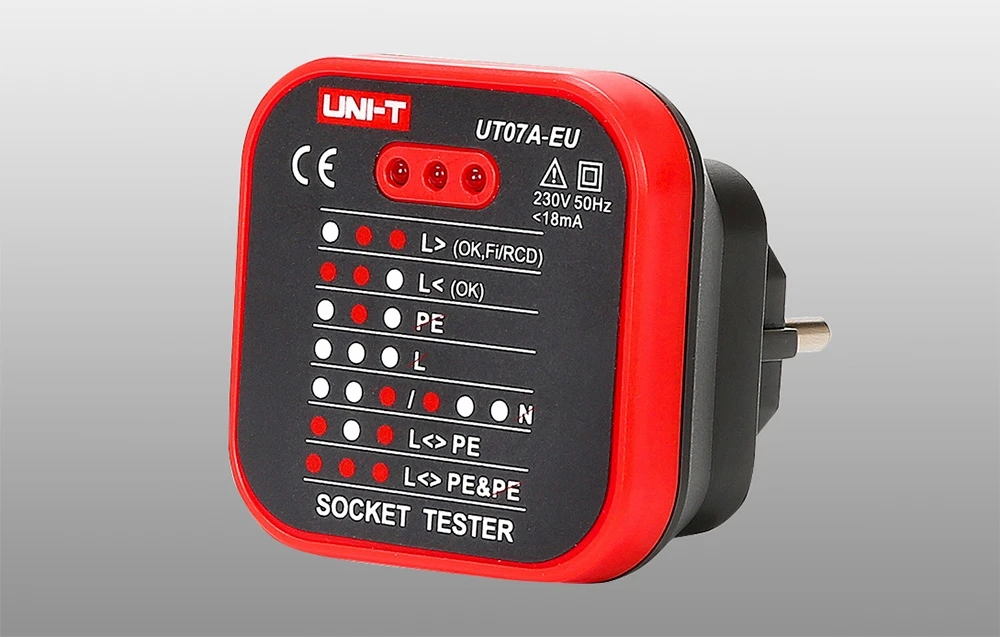 UNI-T UT07A-EU maitinimo lizdo testeris aprašymas - Prekės nuotrauka UNI-T UT07A-EU maitinimo lizdo testeris aprašymas - Prekės nuotrauka