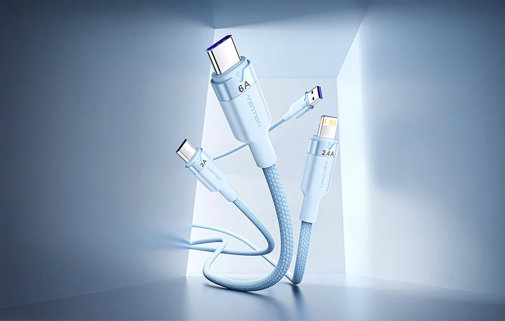USB 2.0 A iki 3-in-1 6A kabelis Vention CTRLG 1.5M (mėlynas) aprašymas - Prekės nuotrauka USB 2.0 A iki 3-in-1 6A kabelis Vention CTRLG 1.5M (mėlynas) aprašymas - Prekės nuotrauka