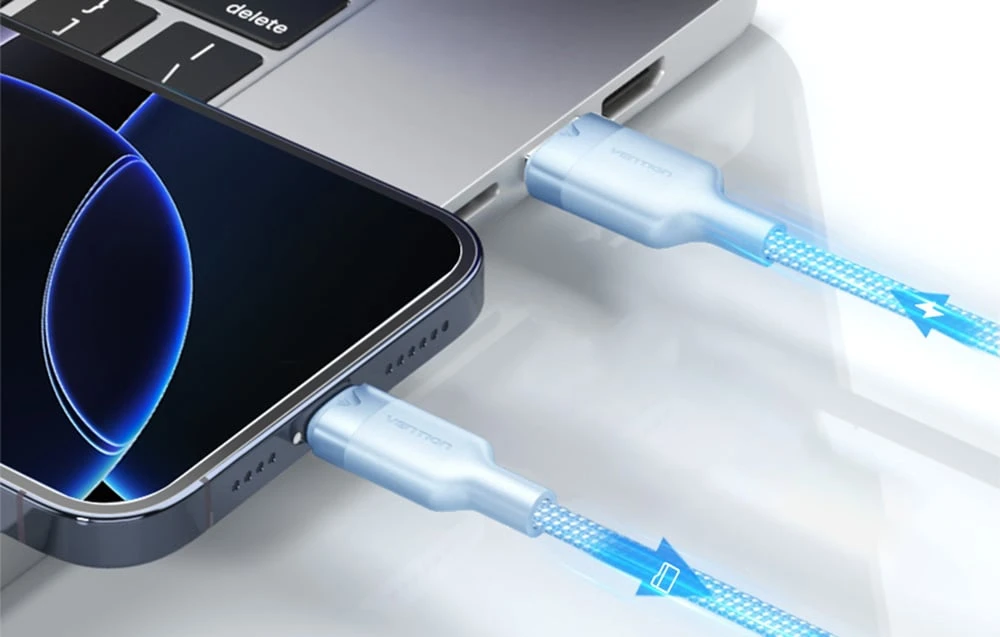 USB 2.0 A–USB-C 3A kabelis Vention CTNLF 1M (mėlynas) aprašymas - Prekės nuotrauka