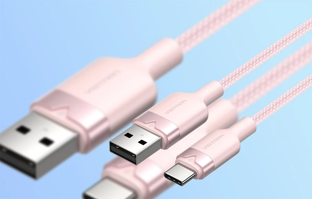 USB 2.0 A į USB-C 3A laidas Vention CTNPH 2M (rožinis) aprašymas - Prekės nuotrauka
