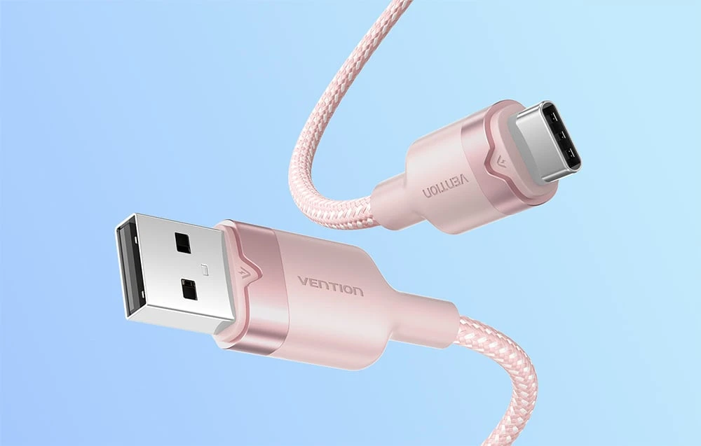 USB 2.0 A į USB-C 3A laidas Vention CTNPH 2M (rožinis) aprašymas - Prekės nuotrauka