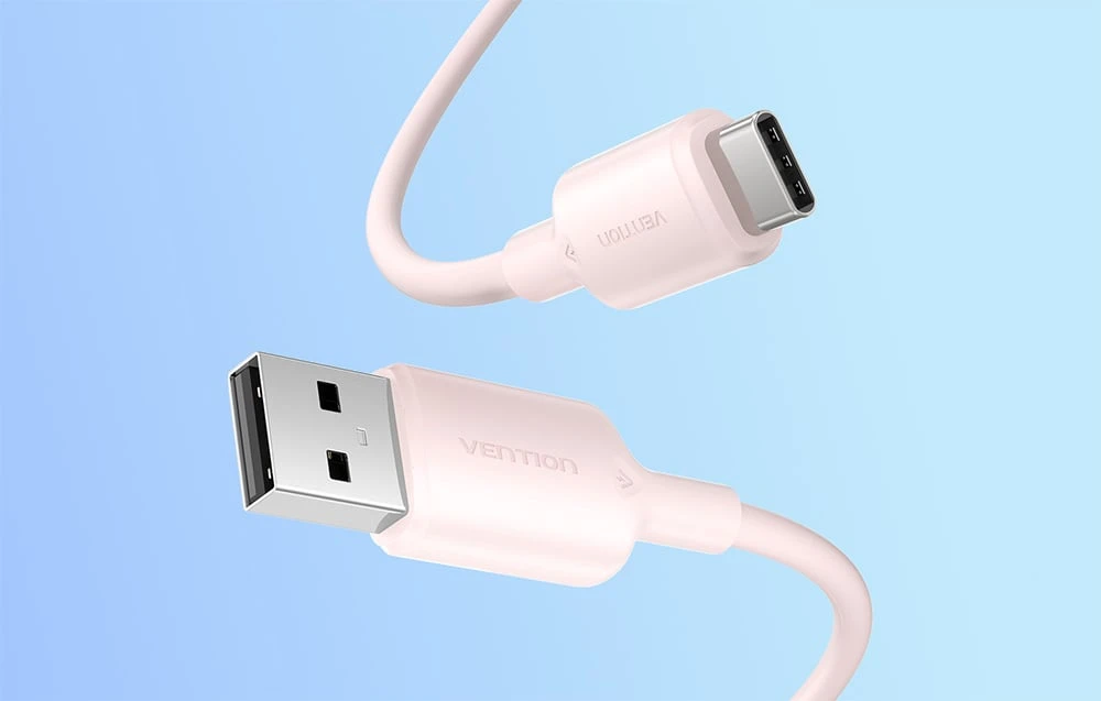 USB 2.0 A į USB-C 3A laidas Vention CTQPF 1M (rožinis) aprašymas - Prekės nuotrauka