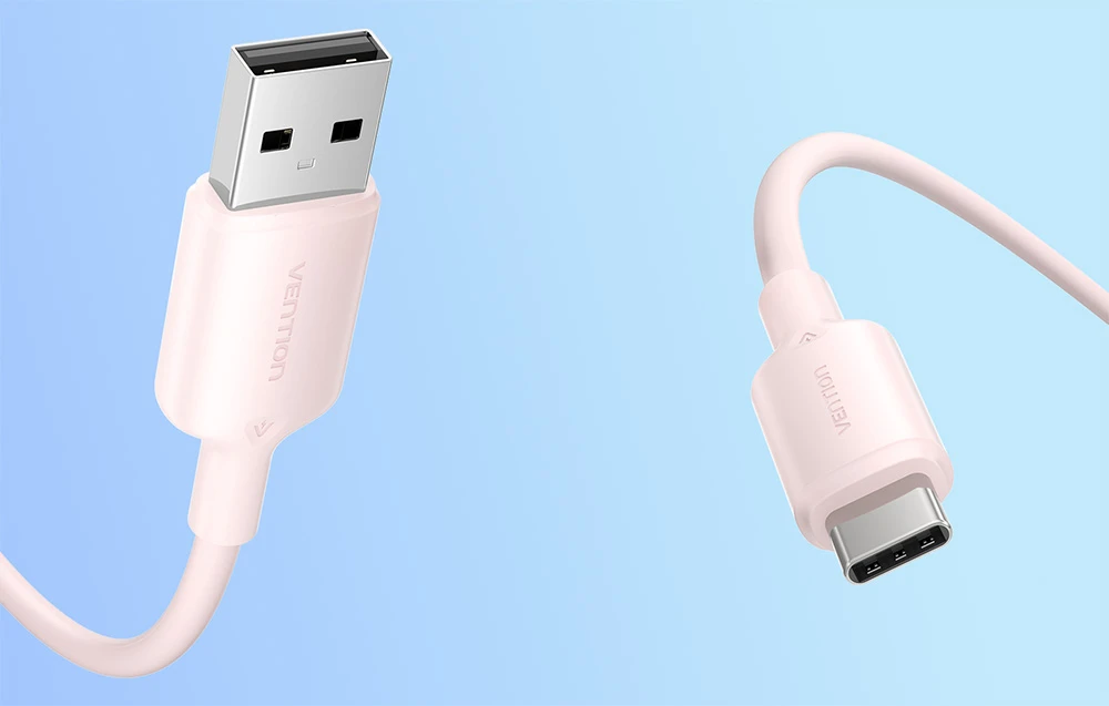 USB 2.0 A į USB-C 3A laidas Vention CTQPH 2M (rožinis) aprašymas - Prekės nuotrauka