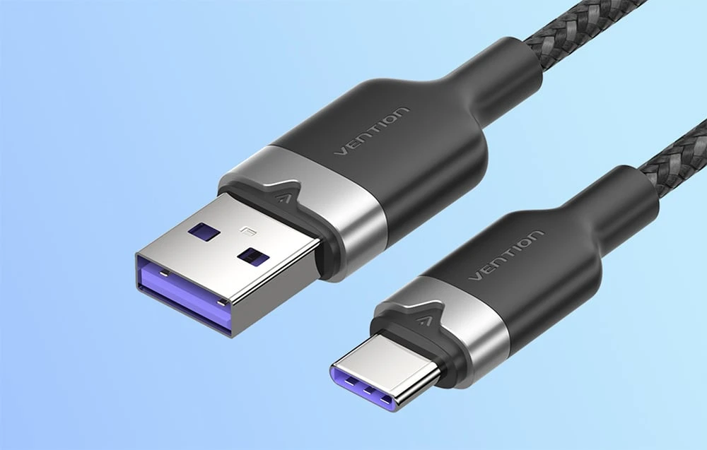 Vention USB 2.0 A į USB-C 6A ventiliacijos CTOBF 1M kabelis (juodas) aprašymas - Prekės nuotrauka