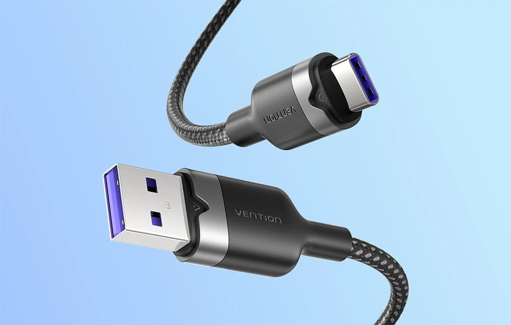 Vention USB 2.0 A į USB-C 6A ventiliacijos CTOBF 1M kabelis (juodas) aprašymas - Prekės nuotrauka