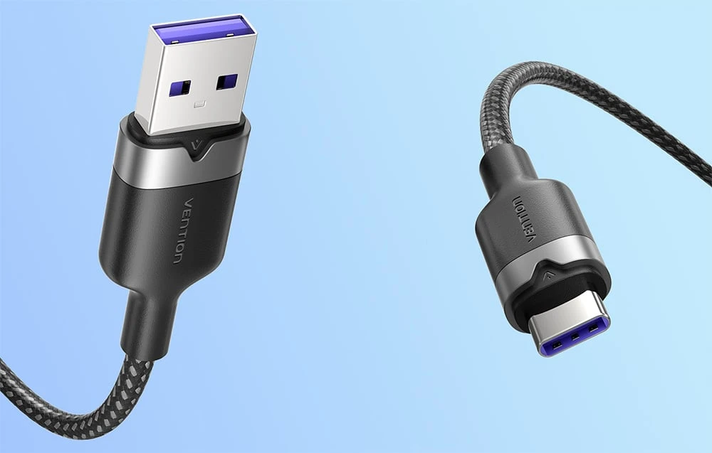 Vention USB 2.0 A į USB-C 6A ventiliacijos CTOBF 1M kabelis (juodas) aprašymas - Prekės nuotrauka