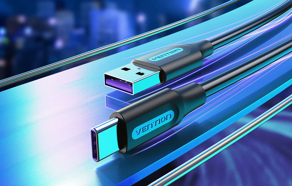 Vention USB 2.0 A į USB-C 5A kabelio anga CORBF 1m juodas PVC aprašymas - Prekės nuotrauka