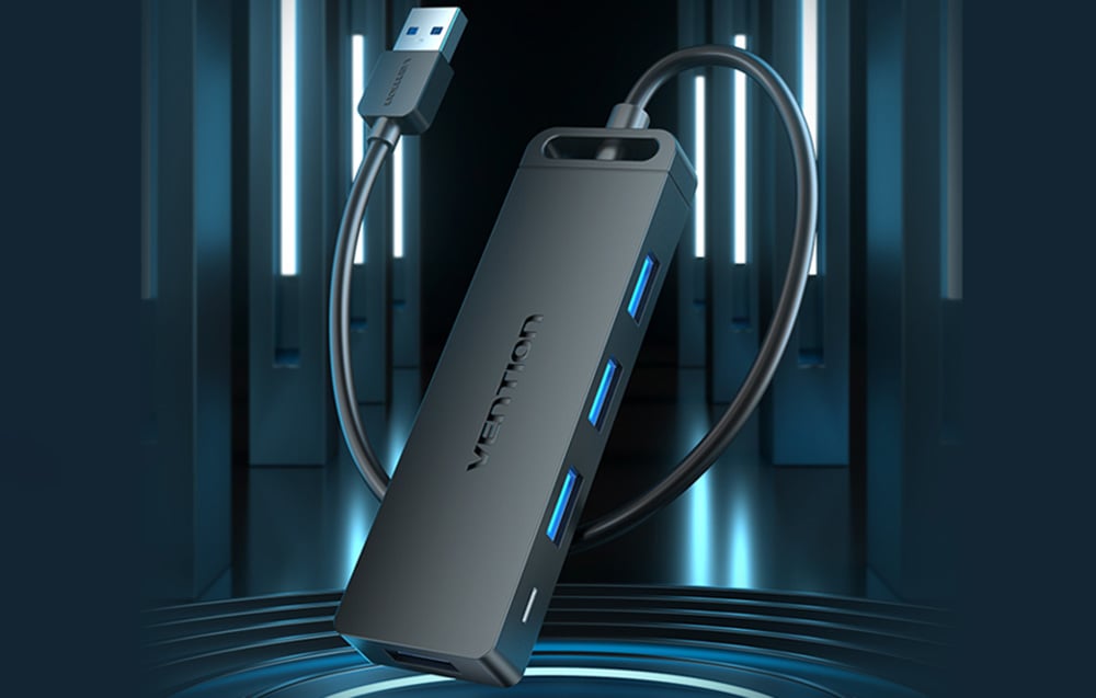 Vention USB 3.0 4 prievadų šakotuvas su maitinimo adapterio ventiliacija CHLBD 0.5 m, juodas aprašymas - Prekės nuotrauka Vention USB 3.0 4 prievadų šakotuvas su maitinimo adapterio ventiliacija CHLBD 0.5 m, juodas aprašymas - Prekės nuotrauka
