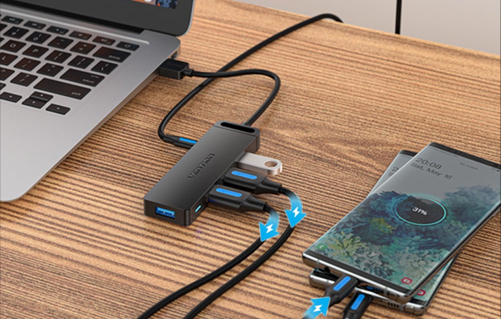 Vention USB 3.0 4 prievadų šakotuvas su maitinimo adapterio ventiliacija CHLBD 0.5 m, juodas aprašymas - Prekės nuotrauka Vention USB 3.0 4 prievadų šakotuvas su maitinimo adapterio ventiliacija CHLBD 0.5 m, juodas aprašymas - Prekės nuotrauka