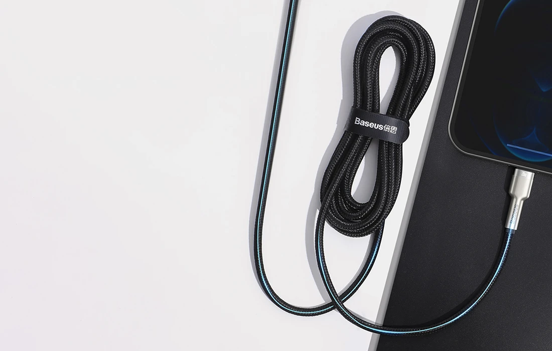 Baseus Cafule USB-C į Lightning kabelis PD 20W 1m - Juodas aprašymas - Prekės nuotrauka Baseus Cafule USB-C į Lightning kabelis PD 20W 1m - Juodas aprašymas - Prekės nuotrauka