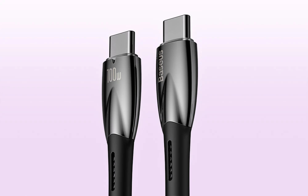 Baseus Glimmer USB-C – USB-C įkroviklis, 100W, 1m (fekete) aprašymas - Prekės nuotrauka