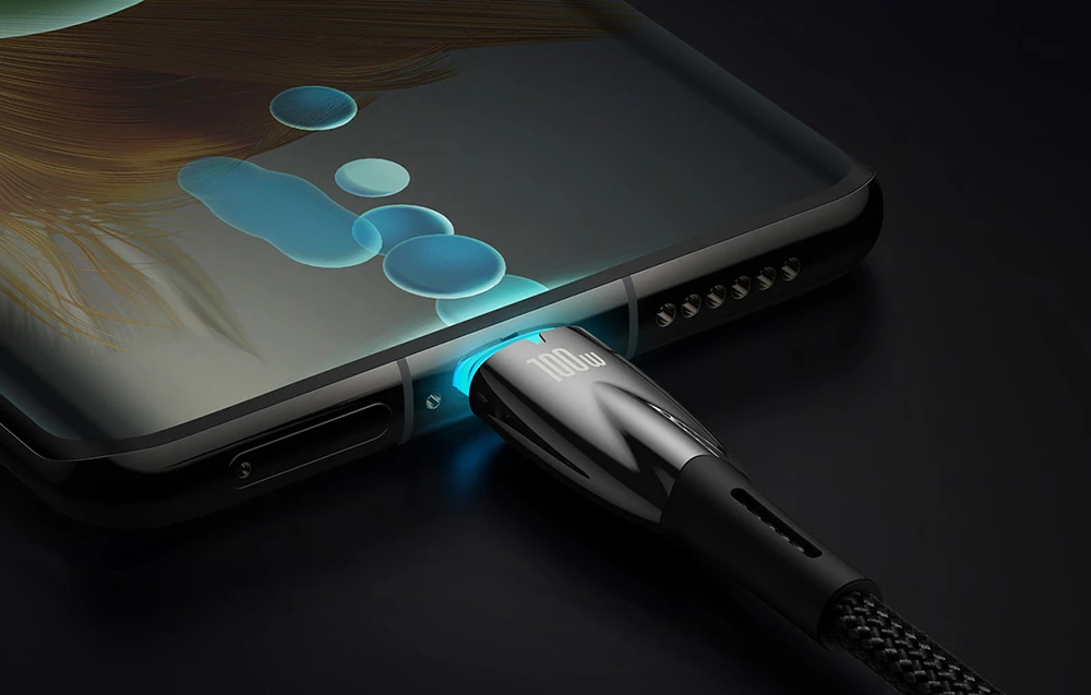 Baseus Glimmer USB-C – USB-C įkroviklis, 100W, 1m (fekete) aprašymas - Prekės nuotrauka