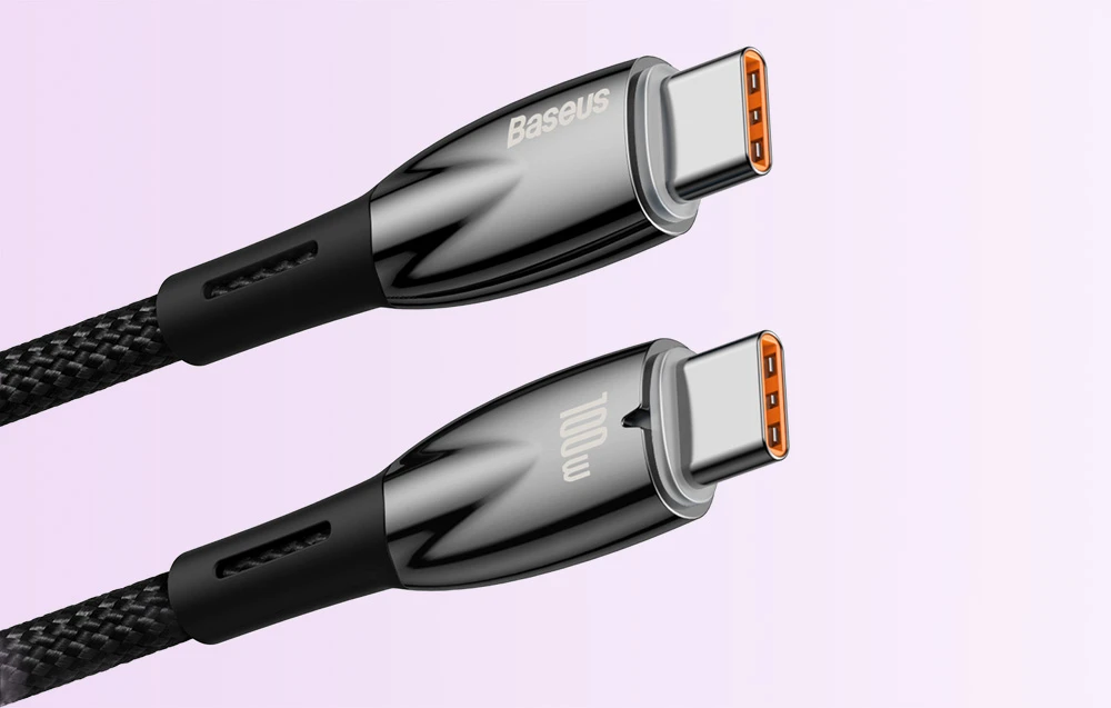 Baseus Glimmer USB-C – USB-C įkroviklis, 100W, 1m (fekete) aprašymas - Prekės nuotrauka