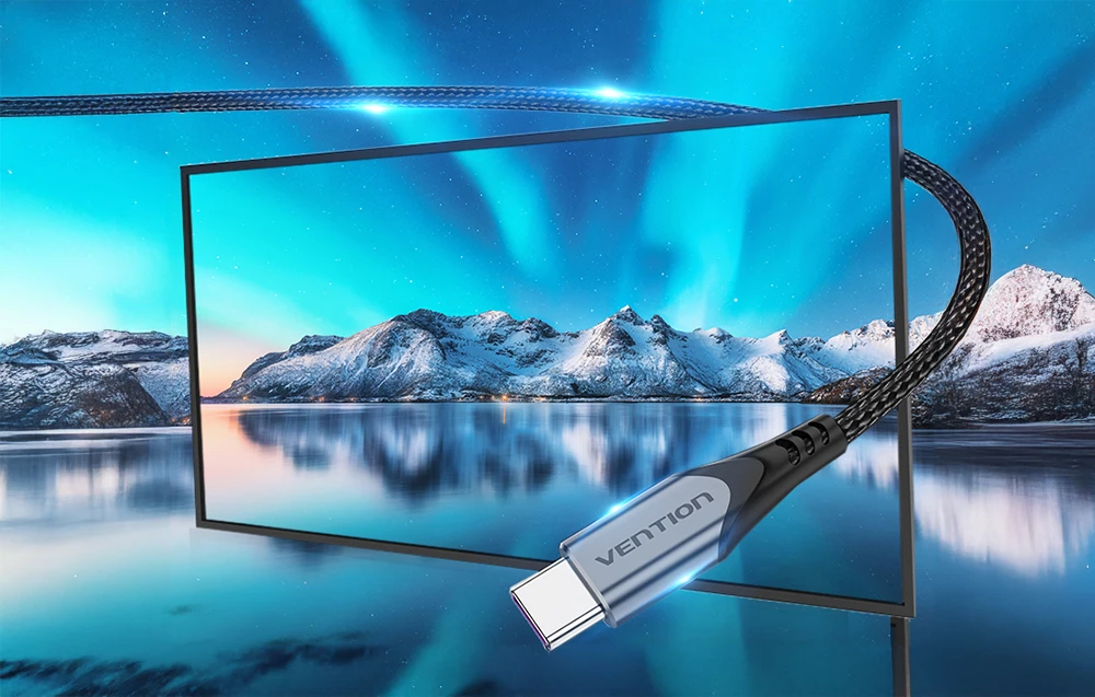 USB-C į USB-C 100 W Vention TAHHD 5A 0.5m USB 3.1 Gen2 4K laidas (pilkas) aprašymas - Prekės nuotrauka