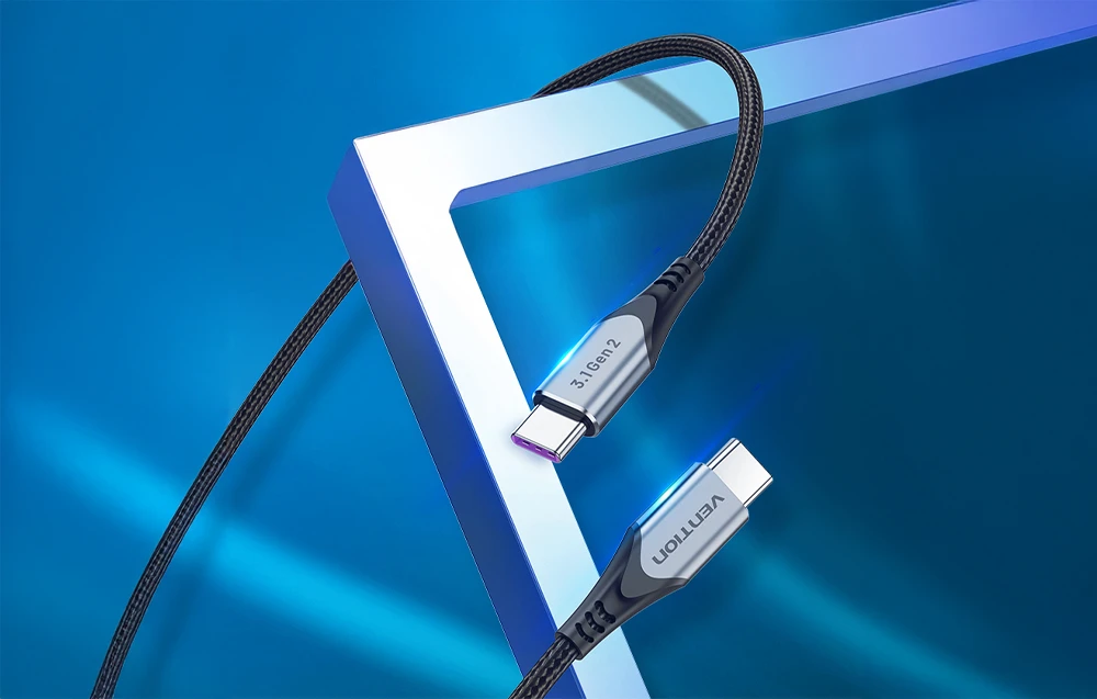 USB-C į USB-C 100 W Vention TAHHD 5A 0.5m USB 3.1 Gen2 4K laidas (pilkas) aprašymas - Prekės nuotrauka