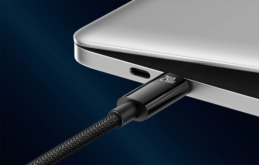 Baseus USB-C USB-C kabelis Tungsten Gold 240W 3m aprašymas - Prekės nuotrauka Baseus USB-C USB-C kabelis Tungsten Gold 240W 3m aprašymas - Prekės nuotrauka
