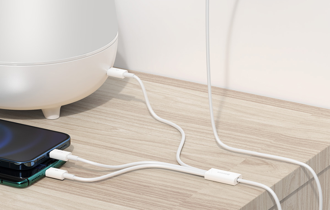 Kabelis Baseus Superior iš USB į microUSB+Lightning+Type-C 3.5A 1.5m baltas CAMLTYS-02 aprašymas - Prekės nuotrauka