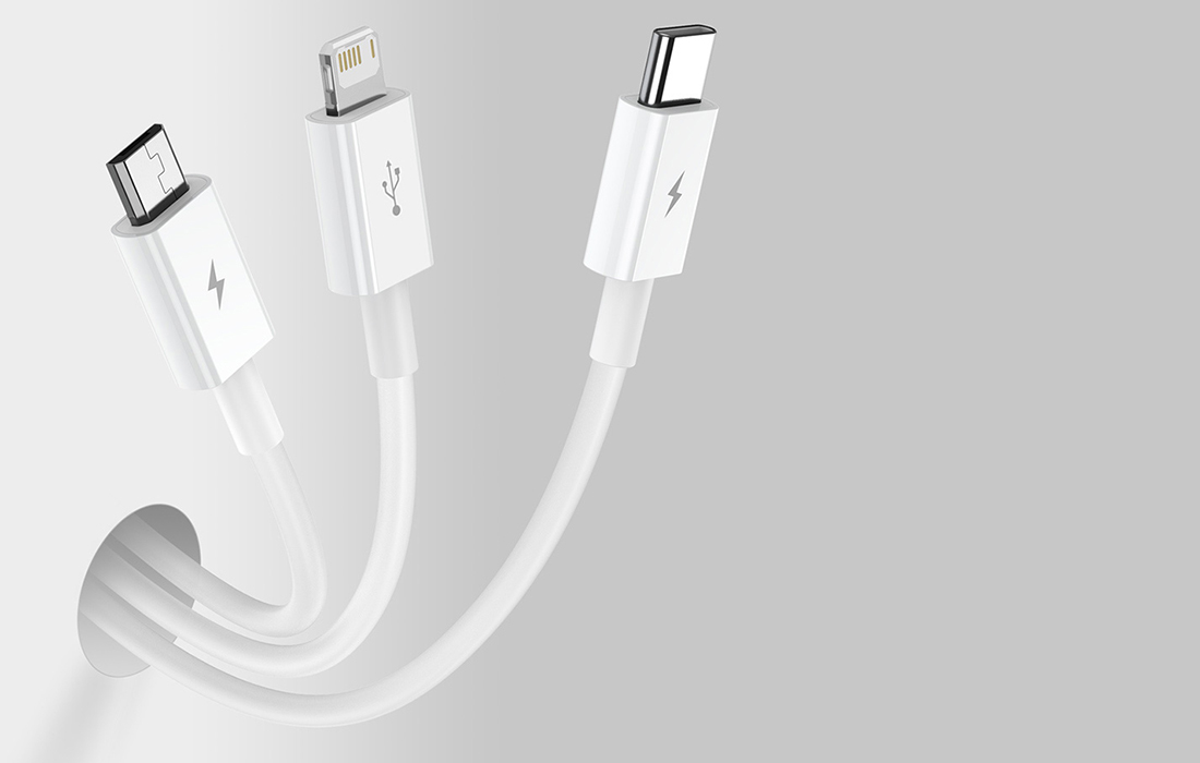 Kabelis Baseus Superior iš USB į microUSB+Lightning+Type-C 3.5A 1.5m baltas CAMLTYS-02 aprašymas - Prekės nuotrauka