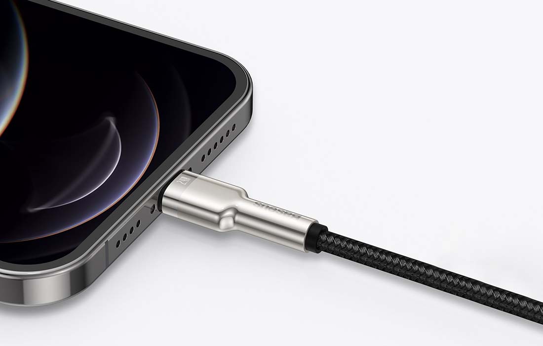 Baseus Cafule USB - Lightning kabelis 2.4A 0.25m - Juodas aprašymas - Prekės nuotrauka Baseus Cafule USB - Lightning kabelis 2.4A 0.25m - Juodas aprašymas - Prekės nuotrauka