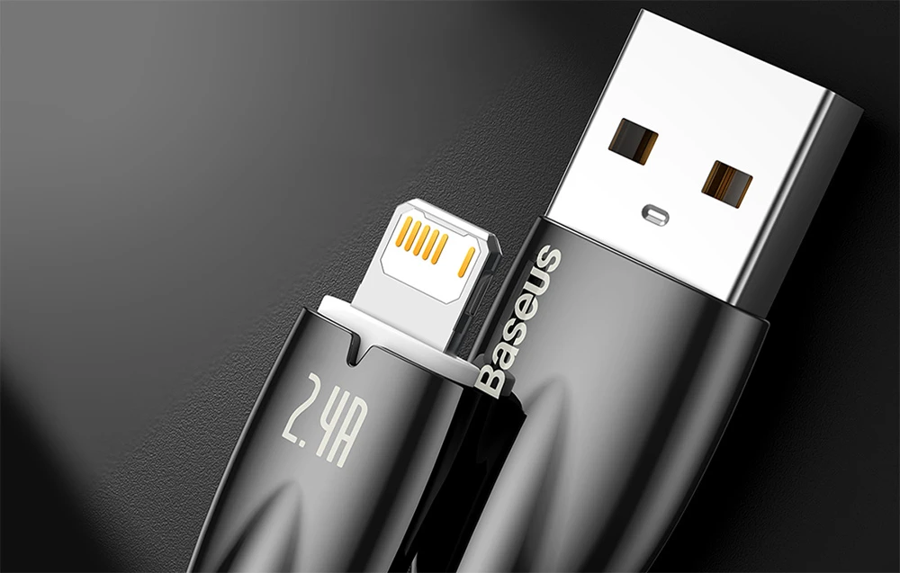 USB laidas, skirtas Lightning Baseus Glimmer Series, 2.4A, 1m (juodas) aprašymas - Prekės nuotrauka USB laidas, skirtas Lightning Baseus Glimmer Series, 2.4A, 1m (juodas) aprašymas - Prekės nuotrauka