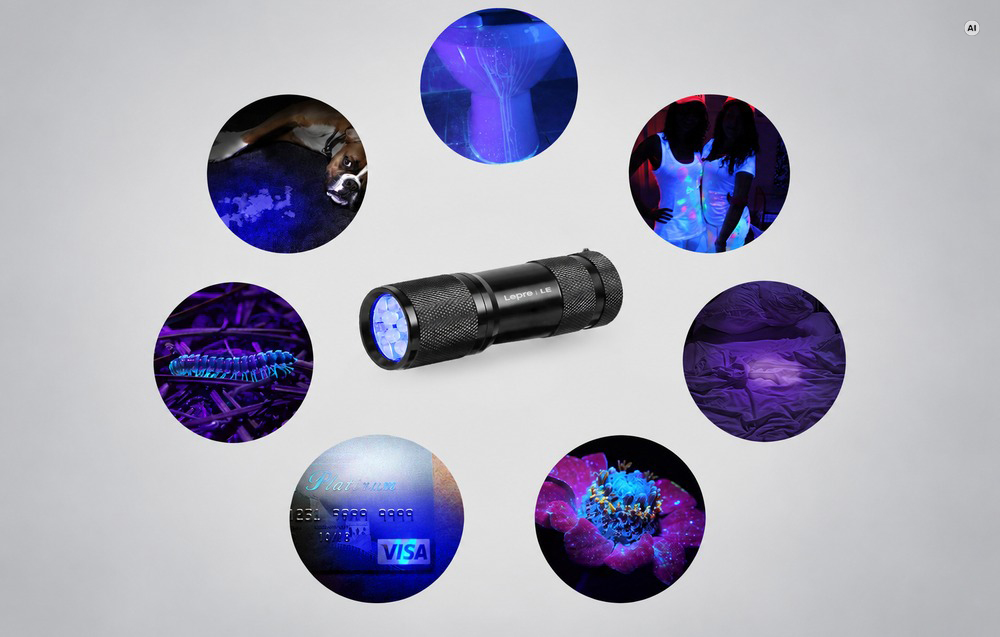 UV LED Flashlight Lepro aprašymas - Prekės nuotrauka