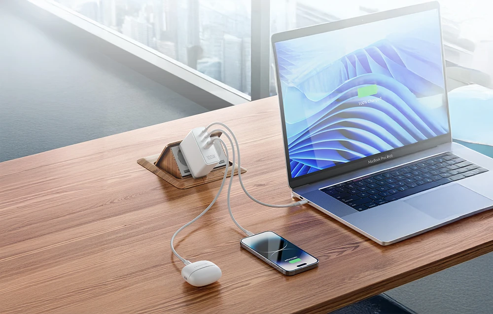 Vention FEGB0-EU 2xUSB-C 1xUSB-A 100W/100W/30W GaN tinklo įkroviklis (juodas) aprašymas - Prekės nuotrauka Vention FEGB0-EU 2xUSB-C 1xUSB-A 100W/100W/30W GaN tinklo įkroviklis (juodas) aprašymas - Prekės nuotrauka
