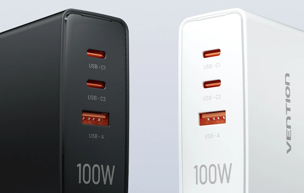 Vention FEGB0-EU 2xUSB-C 1xUSB-A 100W/100W/30W GaN tinklo įkroviklis (juodas) aprašymas - Prekės nuotrauka Vention FEGB0-EU 2xUSB-C 1xUSB-A 100W/100W/30W GaN tinklo įkroviklis (juodas) aprašymas - Prekės nuotrauka