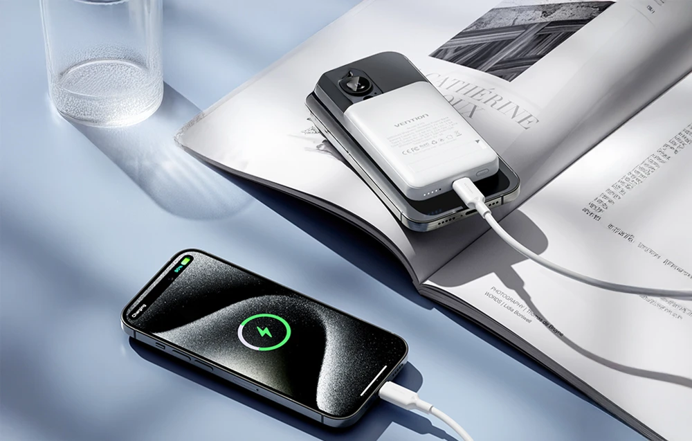 Vention FHSB0 5000mAh 20W magnetinis maitinimo blokas + USB-A į USB-C laidas (juodas) aprašymas - Prekės nuotrauka Vention FHSB0 5000mAh 20W magnetinis maitinimo blokas + USB-A į USB-C laidas (juodas) aprašymas - Prekės nuotrauka