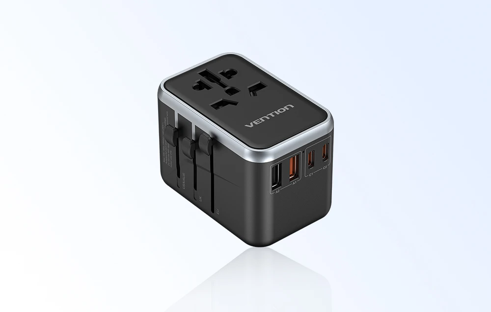 Vention FJFB0 GaN 2xUSB-C 2xUSB-A universalus kelioninis adapteris 65W (juodas) aprašymas - Prekės nuotrauka Vention FJFB0 GaN 2xUSB-C 2xUSB-A universalus kelioninis adapteris 65W (juodas) aprašymas - Prekės nuotrauka