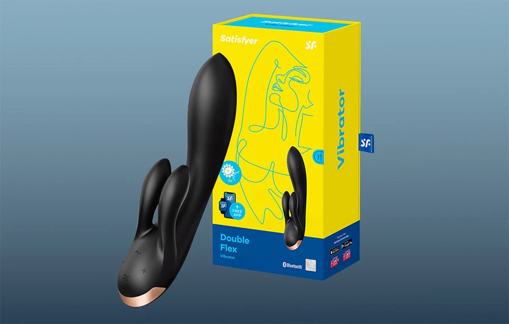 Vibrator-Double Flex Satisfyer Connect programa (juoda) aprašymas - Prekės nuotrauka