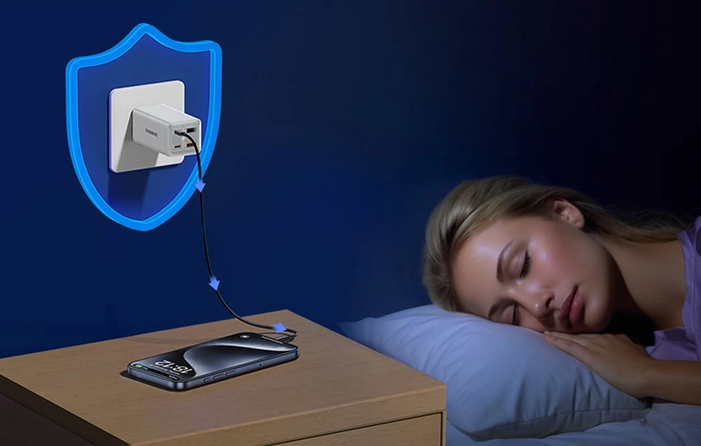 Baseus Sieninis įkroviklis GaN6 Pro 100W 2xUSB-A + 2xUSB-C QC PD su USB-C kabeliu 1m, baltas aprašymas - Prekės nuotrauka