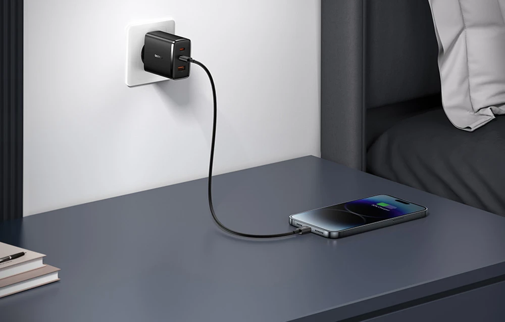 Sieninis įkroviklis Baseus OS-Cube Pro 2xUSB-C + USB, 65W (juodas) aprašymas - Prekės nuotrauka Sieninis įkroviklis Baseus OS-Cube Pro 2xUSB-C + USB, 65W (juodas) aprašymas - Prekės nuotrauka