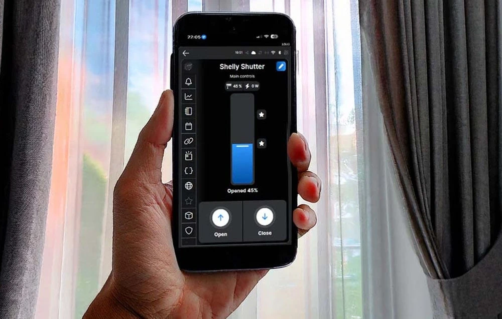 „WiFi Shelly Shutter“ + „BLU Button Tough 1“ žaliuzių/užuolaidų valdiklis aprašymas - Prekės nuotrauka